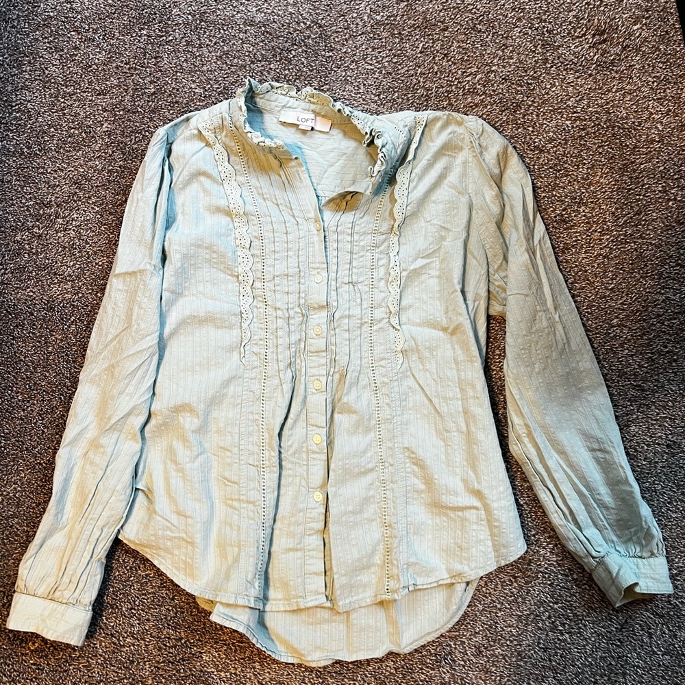 LOFT Mint Green Textured Blouse